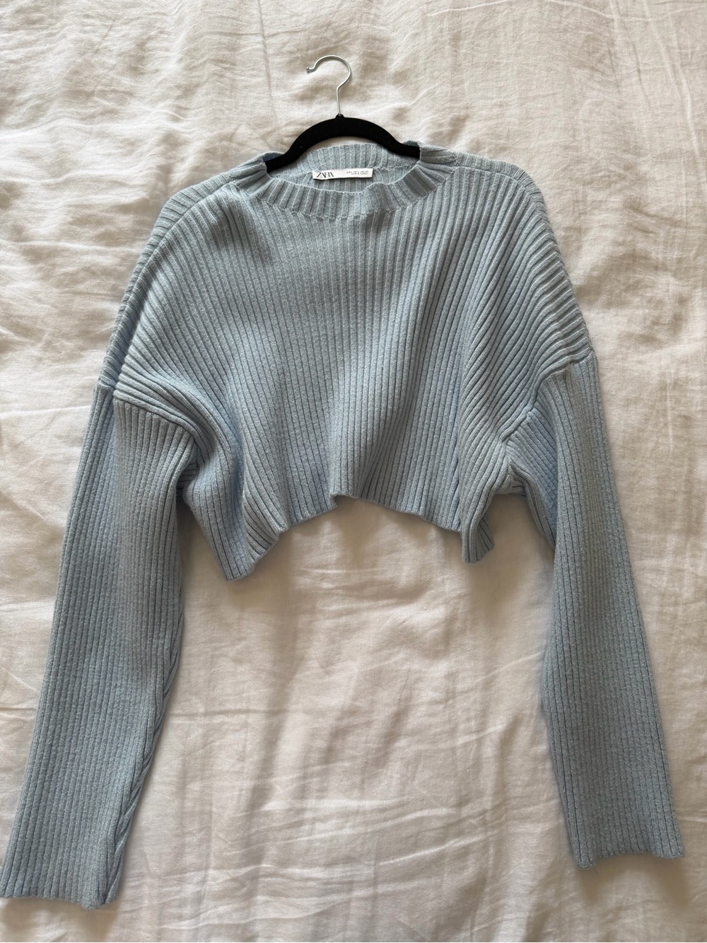 Zara Light Gray Ribbed Knit Sweater